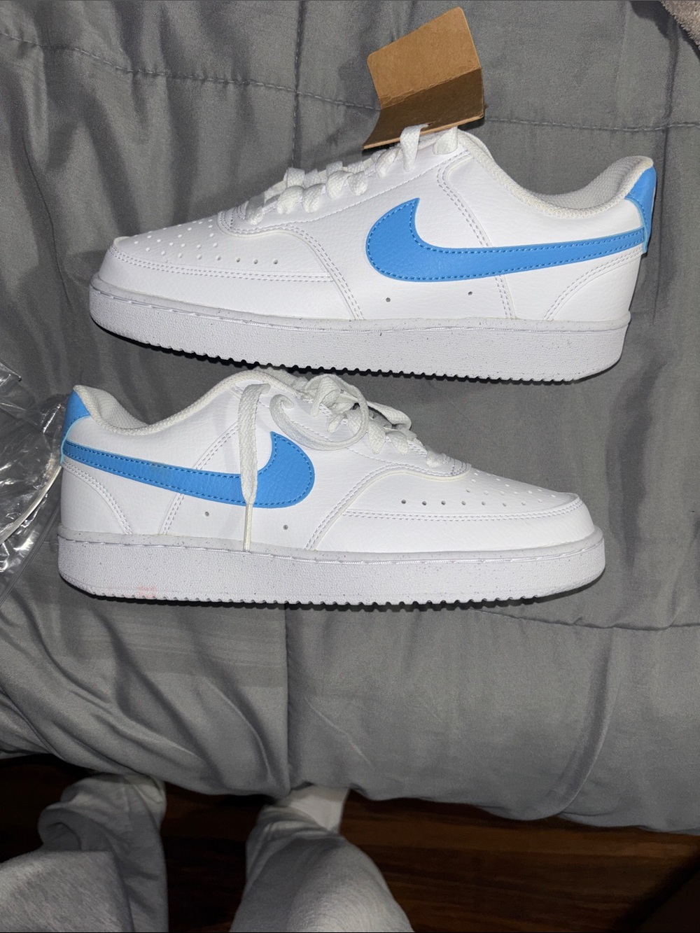 Nike Court White Sneakers with Light Blue Swoosh